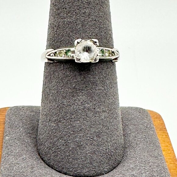 Sterling Silver Art Deco Vintage Paste Engagement Ring - Picture 5 of 9